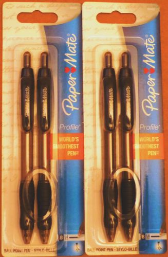 Lot of 2 - Paper Mate Profile Ballpoint Pens Medium Point 1.4mm - 2 pk Black Ink