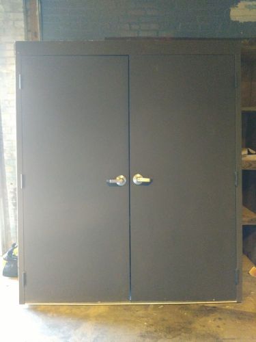 Commercial metal double swing doors with frame &amp; door lock w/key #1261 for sale
