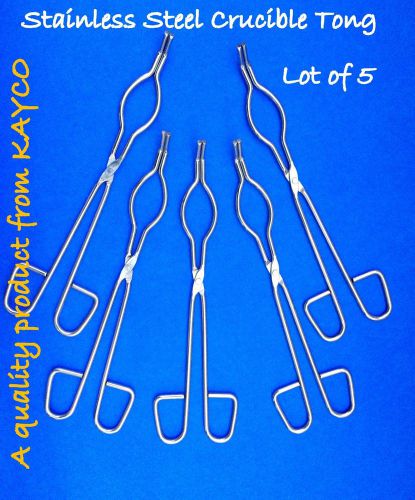 New improved stainless steel crucible tong 12&#034; lot of 5- non magnetic tong kayco for sale