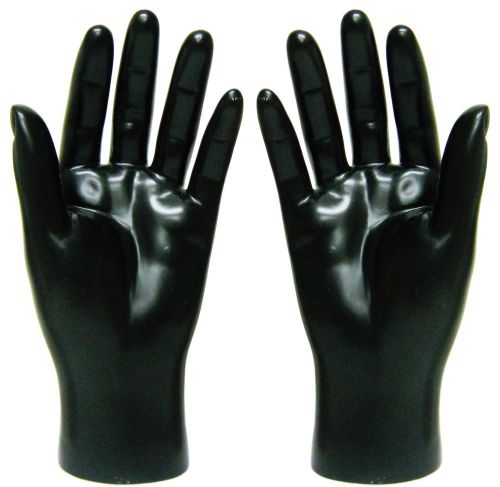 MN-HandsM PAIR OF BLACK LEFT &amp; RIGHT Male Mannequin Hand (BLACK ONLY)