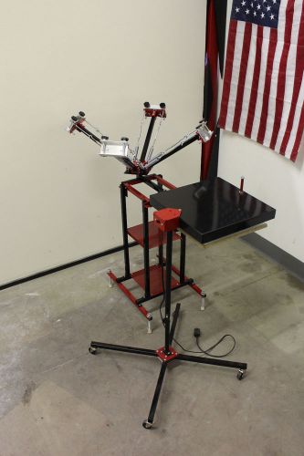 New 4 color 1 station silk screen printing press / 18&#034; x 18&#034;  flash dryer/stand for sale