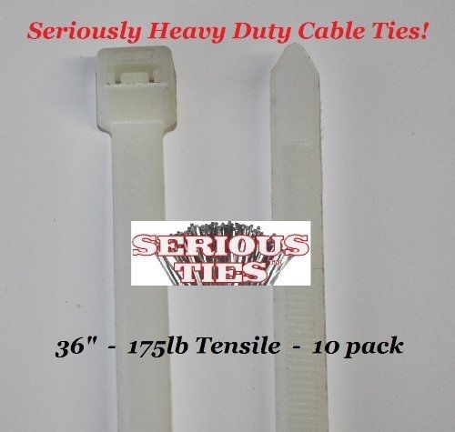 Serious ties - extra heavy duty cable ties (10, 36 inch/175lbs/natural) for sale