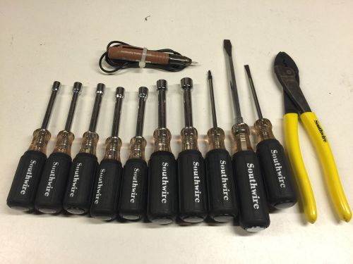 Southwire handtools, (7) Nut Drivers, Screwdrivers, Crimping tool, Test light
