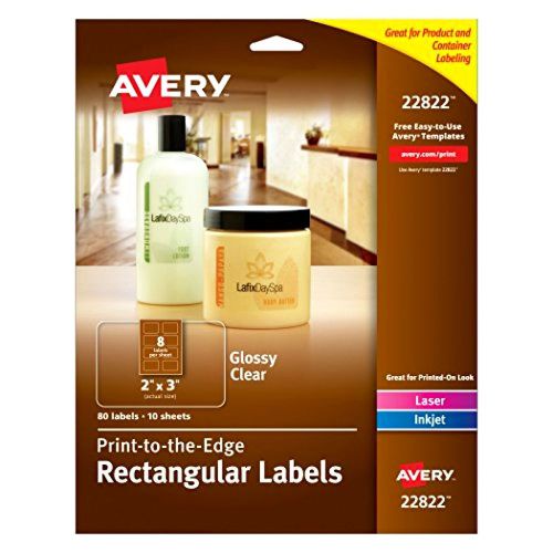 Avery print - to - the - edge rectangular labels, glossy clear, 2 x 3 inches, 80 for sale