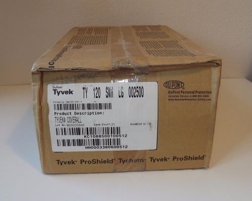 DuPont Tyvek TY120S Disposable Coverall, Open Cuff, White, X-Large Box of 25 NEW