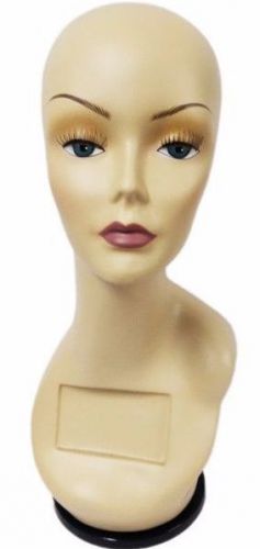 MN-436C Female Fleshtone Mannequin Head Form w/ Card Holder and Turn Table Base