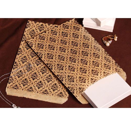 1000 Kraft Black Damask Print Design Paper Bags Retail Jewelry Bags 6&#034; x 9&#034;