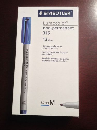 STAEDTLER LUMOCOLOR 315 NON PERMANENT BLUE PENS PACK OF 12 MEDIUM