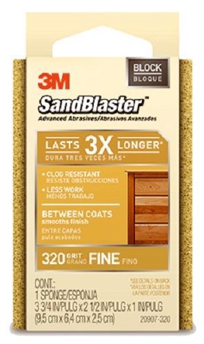 3M, 12 Pack, Sandblaster, 320G Fine Sponge Sanding Block, Aluminum Oxide