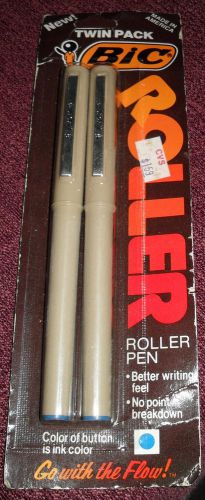2 Bic Roller Rolling Ball Pen RO-2B Blue Ink New/Old Stock Sealed