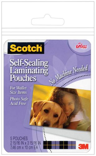 Scotch Self-Sealing Laminating Sheets Wallet Photos Size 2.5&#034; x 3.5&#034; 5 Pouches