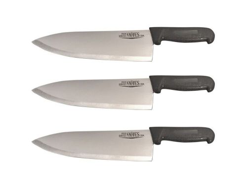 Set of 3 - 10” Black Chef Knives Cook French Stainless Food Service Knives New!