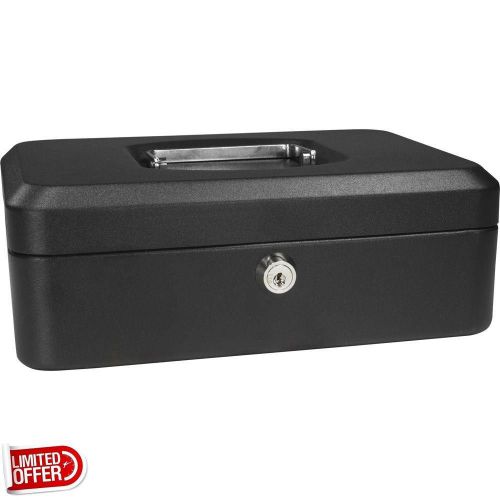 Sale barska cb11830 8 inch cash box safe w/ key lock, black portable for sale