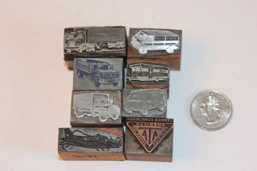 Vintage Trucks, Airplane, and Other  Letterpress Printers Block Transportation