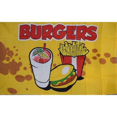 3 Burgers Flags 3ft x 5ft Banners (three)