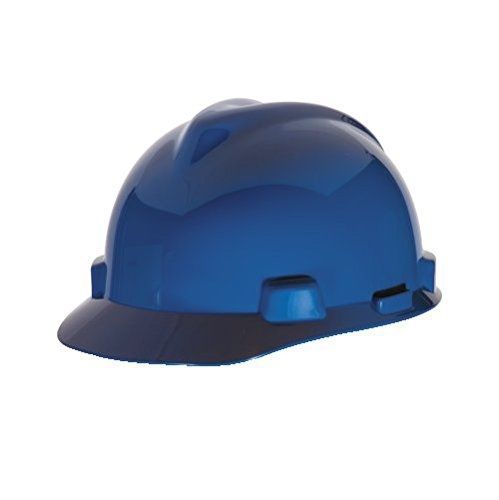 MSA 477483 V-Gard Slotted Protective Cap with Fas-Trac Suspension, Large, Blue