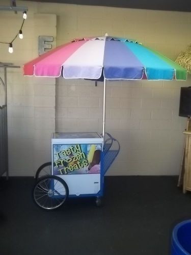 New roadrunner vendor ice cream push cart w/umbrella custom graphics hd cart for sale