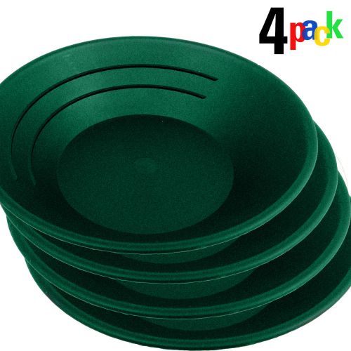 Set of 4 gold pan gravity trap miner prospecting panning sluice tool - green 10&#034; for sale