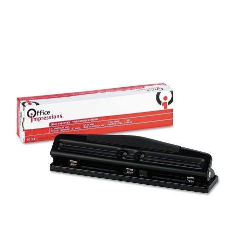 Office Impressions - Adjustable 2 or 3-Hole Desktop Punch 8 Sheet Capacity Black
