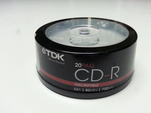 TDK 20PAQ CD-R Inscriptible 52X 80MIN 700Mo