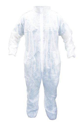 SAS Safety 6863-01 Hooded Polypropylene Disposable Coveralls, Large, White,