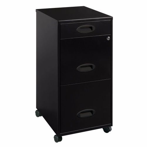 File Cabinet 3-Drawer Black Rolling Locking Filing Metal Steel Office Furniture