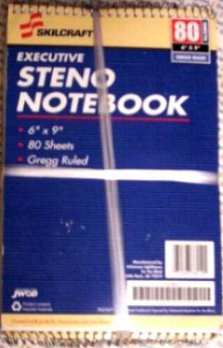 12 - Skilcraft Executive Steno Notebook, 6x9, 80 sht, White, Gregg ruled-NEW-NR