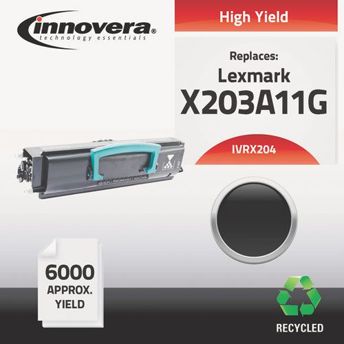 X204 Compatible Reman X203A11G High-Yield (X-204) Toner, 6000 Page-Yield, Black