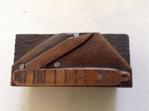 Vintage Letterpress Printers Block Metal And Wood Pocket Knife