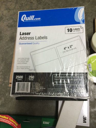 Quill InkJet Address Labels - White - 4 x 2 - 2500 Labels Per Box - NEW