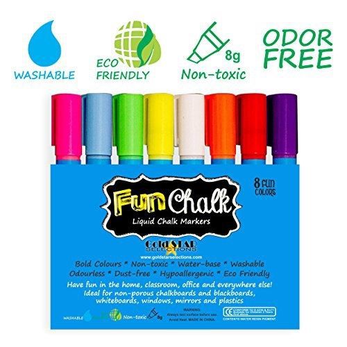 Chalk Markers with Reversible Tip - Ideal for Blackboards, Windows, Non-porous