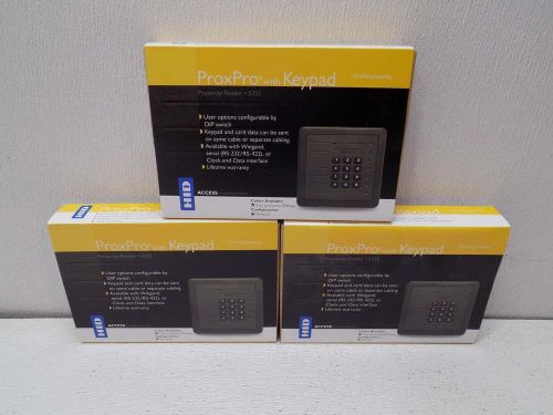 Lot of 3 HID 5355AGK14 ProxPro Card Readers with Keypads