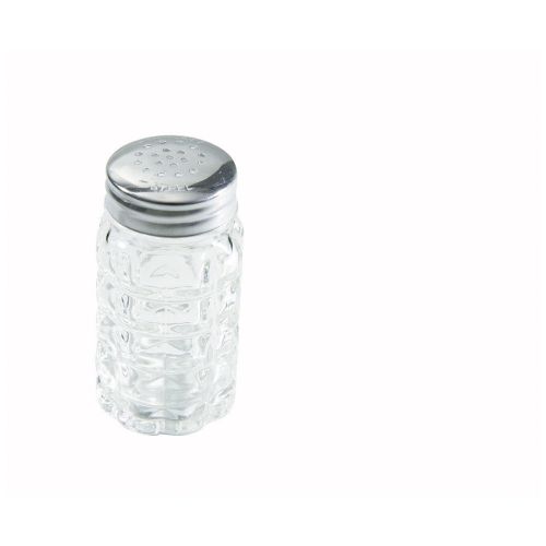 Winco G-118, 2-Ounce Glass Shaker with Flat Stainless Steel Top, 1 Dozen