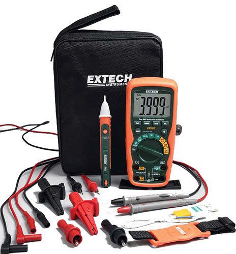 Extech EX505-Kit Heavy Duty Multimeter &amp; AC Volt Detector Kit w/Test Lead Kit