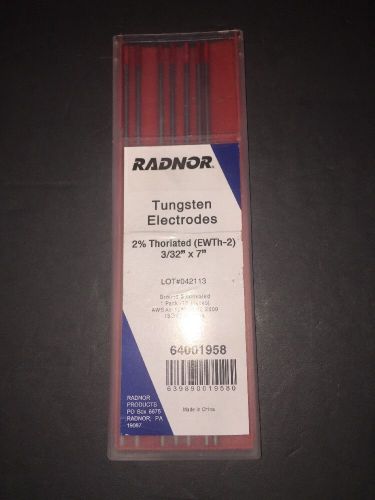 Radnor® 3/32&#034; X 7&#034; Ground Finish 2% Thoriated Tungsten Electrode ( 7 PCS )