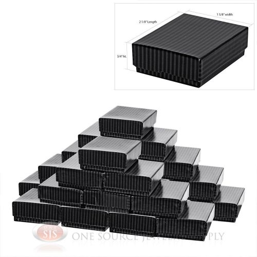 25 Black Pinstripe Cotton Filled Boxes 2 1/8&#034; x 1 5/8&#034;