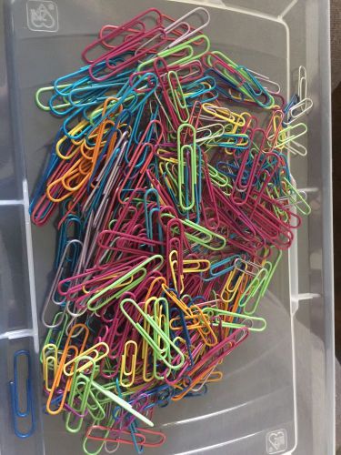 Lot Of 340+ Pieces Multi Color Vinyl Coated Paper Clips Office School
