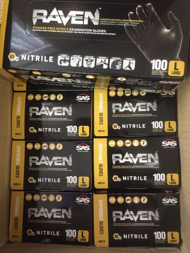 Raven Nitrile Black Disposable Gloves LARGE (10 Boxes 100 Per Box)