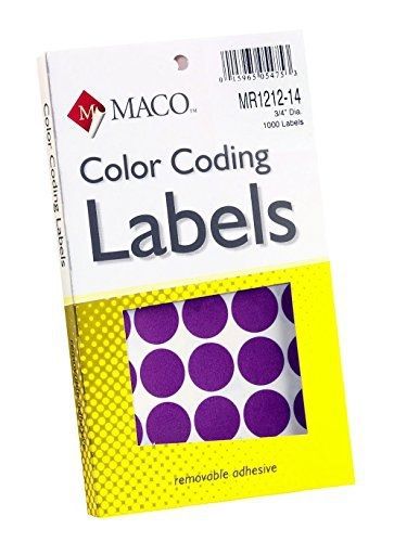 Maco MACO Purple Round Color Coding Labels, 3/4 Inches in Diameter, 1000 Per Box