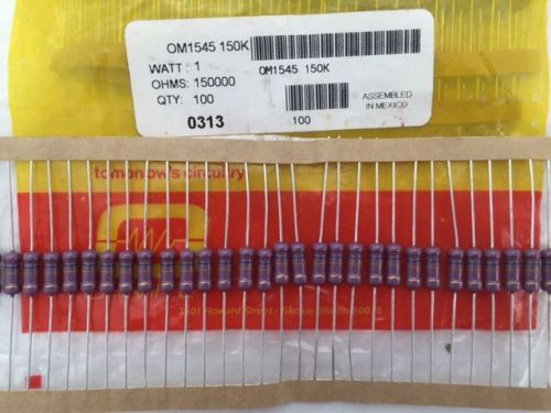 (200 pcs) om1545 ohmite, 1 watt 150k ohm 5%, carbon film resistor (axial) for sale