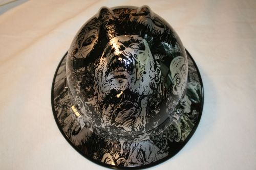 Msa v-gard (full brim) hard hat w/fas-trac ratchet silver zombies osha/csa for sale