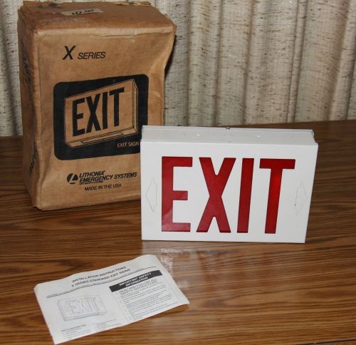 Lithonia Exit Sign RED or GREEN Lettering White Housing Vintage NEW