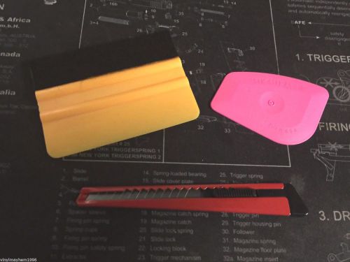 Felt wrapped squeegee lil chizler olfa razor knife blade tool kit lot signs for sale