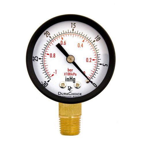 Dry Utility Vacuum Pressure Gauge Blk Steel NPT Lower Mount -30HG/0PSI ZD