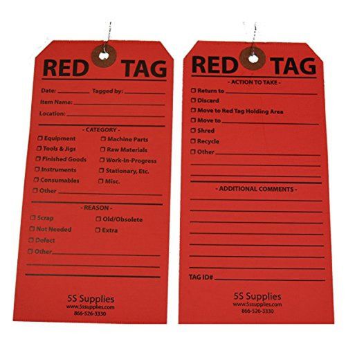 5S Red Tags (Wired) 50 Pack