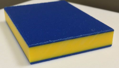 3/4&#034; Dark Blue/Yellow Playground Engrave Plastic Texture HDPE .750&#034; x 24&#034; x 48&#034;