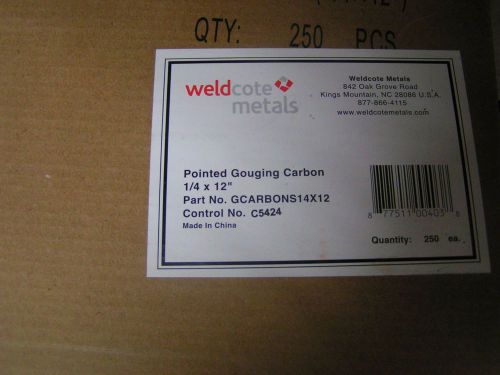 1/4&#034; x 12&#034; carbon gouging rods copperclad dc electrodes 250pc weldcote metals for sale