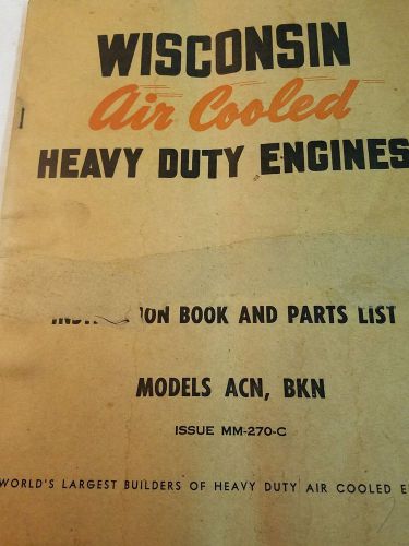 Wisconsin  instruction and parts list models  ACN BKN  manual