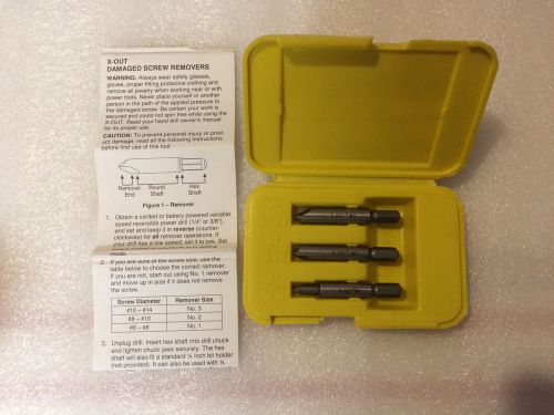 Bolt out X-Out Xout Damaged Screw Remover #1, #2,  #3 w/ case