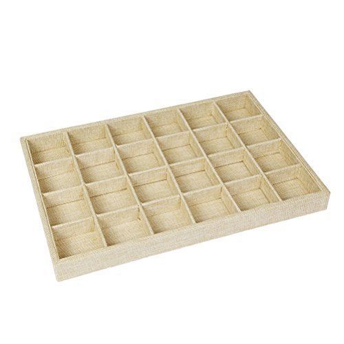New valdler sackcloth stackable 24 grid jewelry tray showcase display organizer for sale